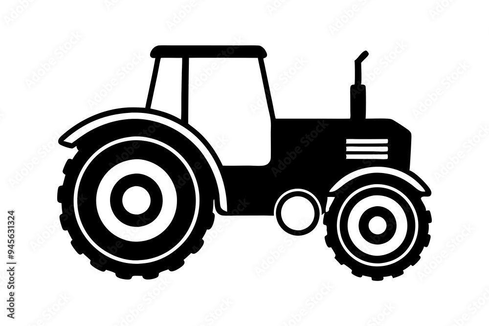 Tractor silhouette vector illustration isolated on a white background Tractor silhouette vector illustration isolated on a white background