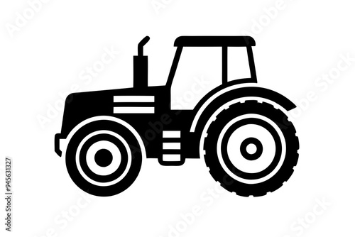 Tractor silhouette vector illustration isolated on a white background