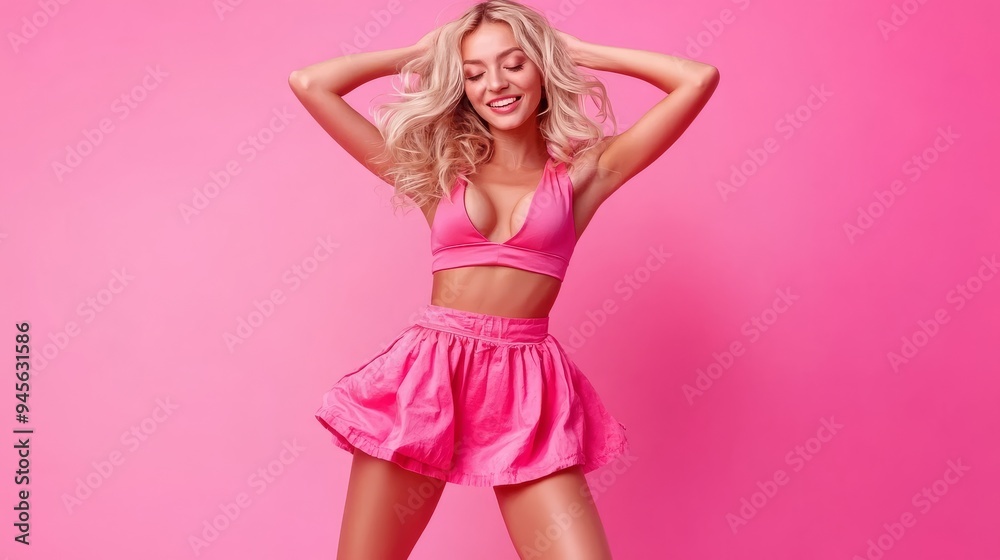 girl dressed pink outfit high heels girl dressed pink outfit high heels