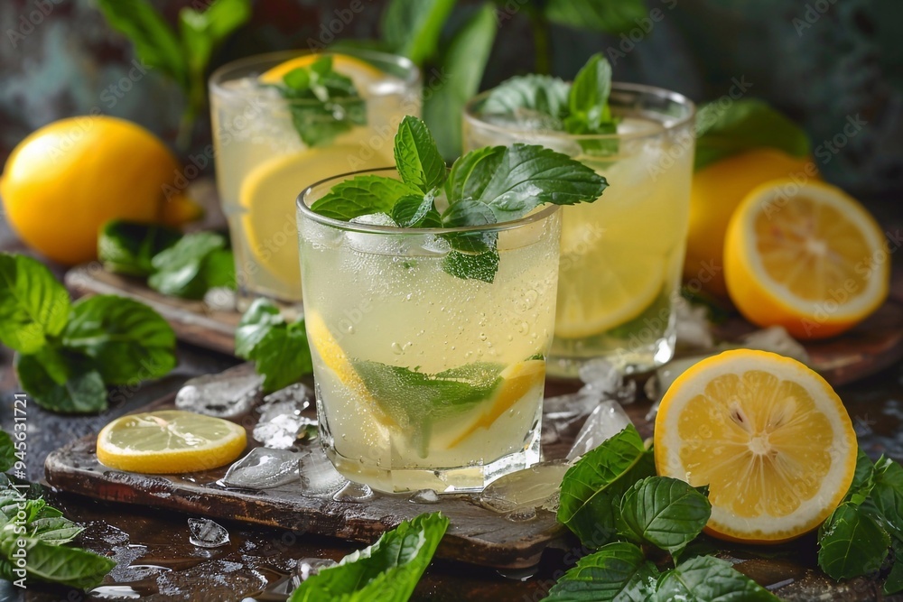 lemonade with mint and lemon. lemonade with mint and lemon.