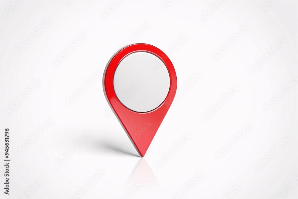 Red 3D Pin with White Center on White Background. Red 3D Pin with White Center on White Background.