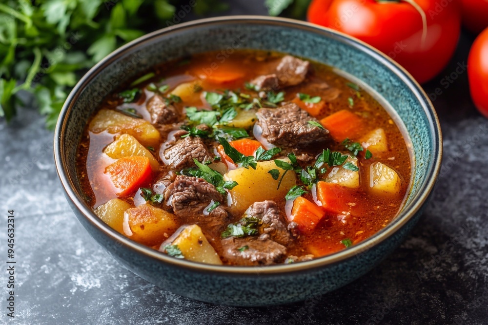Strong beef broth with potatoes Strong beef broth with potatoes