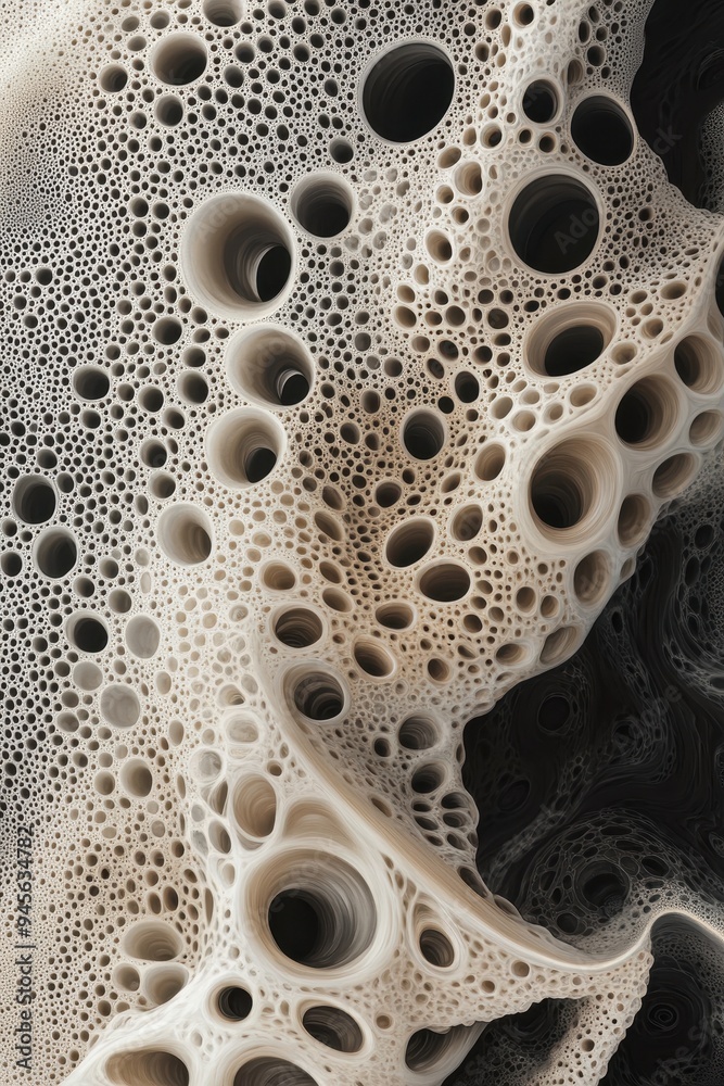 Abstract Close-Up of Soap Bubbles with Intricate Patterns and Textures in Neutral Tones