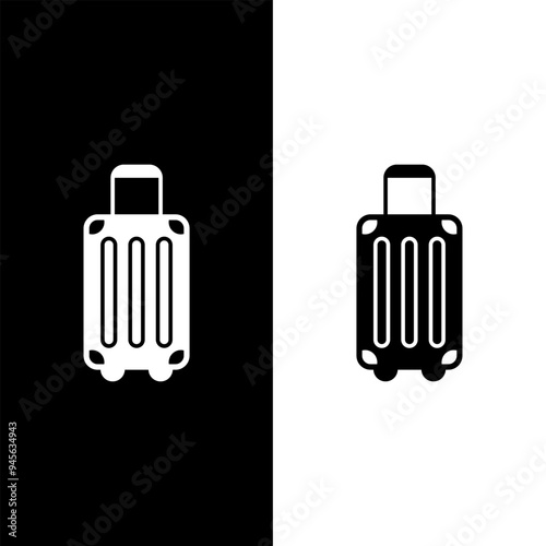 Minimal Suitcase Icon in Black and White Contrast for Travel or Luggage Symbol