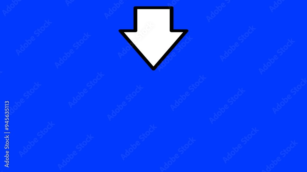 animation of an arrow moving down while pointing at something on a blue screen animation of an arrow moving down while pointing at something on a blue screen