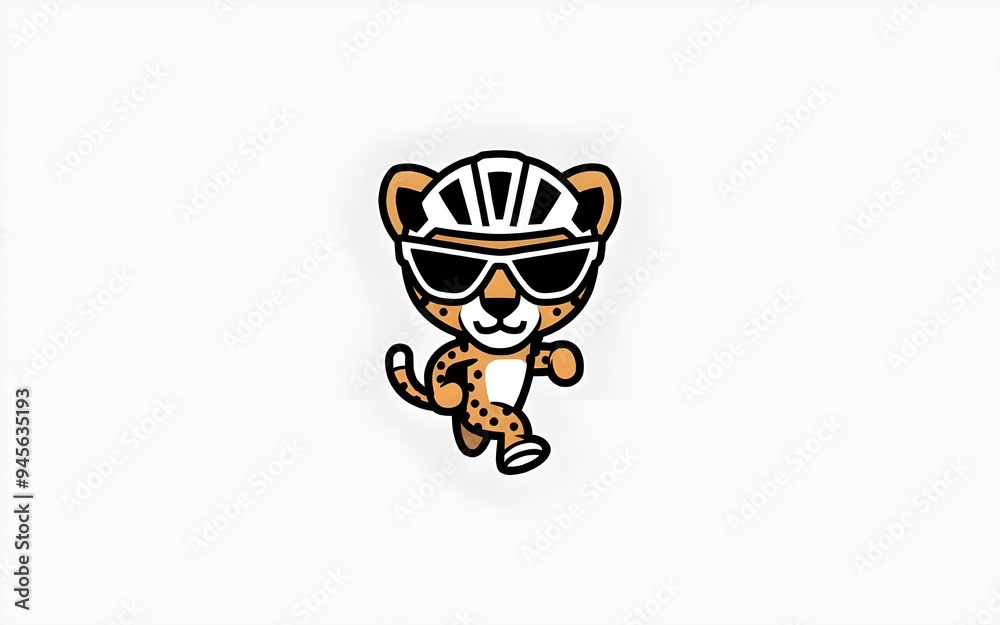 Dynamic and Adorable 3D Cheetah Head Cartoon with Sunglasses, Abstract Logo on White Background. Dynamic and Adorable 3D Cheetah Head Cartoon with Sunglasses, Abstract Logo on White Background.