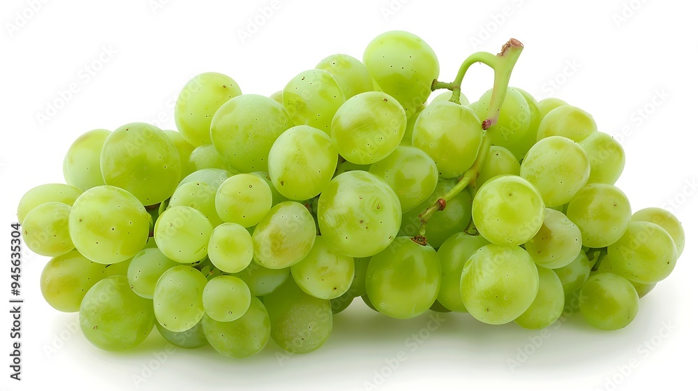 Green grapes isolated on white background.