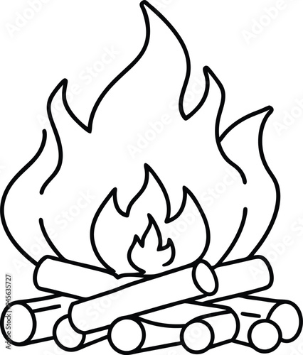 Kids color a delightful bonfire with logs and tasty marshmallows
