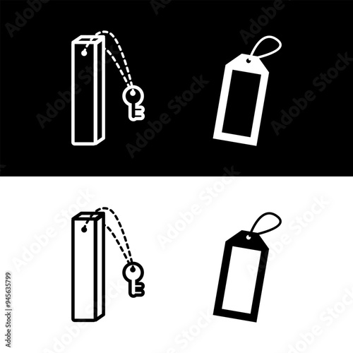 Keys with Keychain Icon on Black and White Vector Backgrounds
