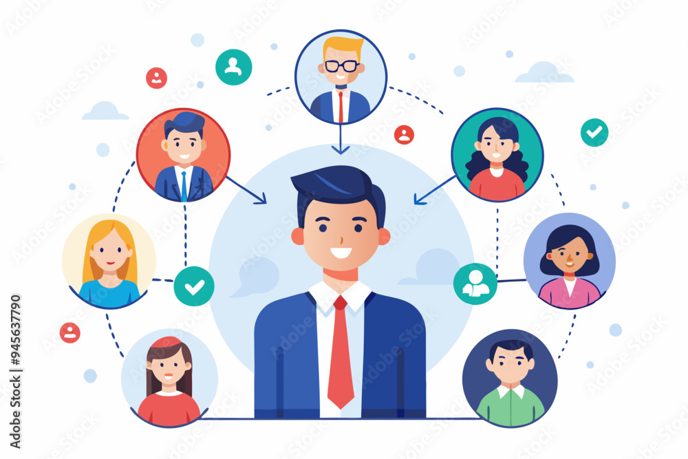 Employee or staff management, HR human resource, company people management, work connection, community or teamwork, recruitment concept, businessman HR put people on team or group connecting line
Employee or staff management, HR human resource, company people management, work connection, community or teamwork, recruitment concept, businessman HR put people on team or group connecting line
