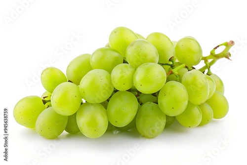 Green grapes isolated on white background.