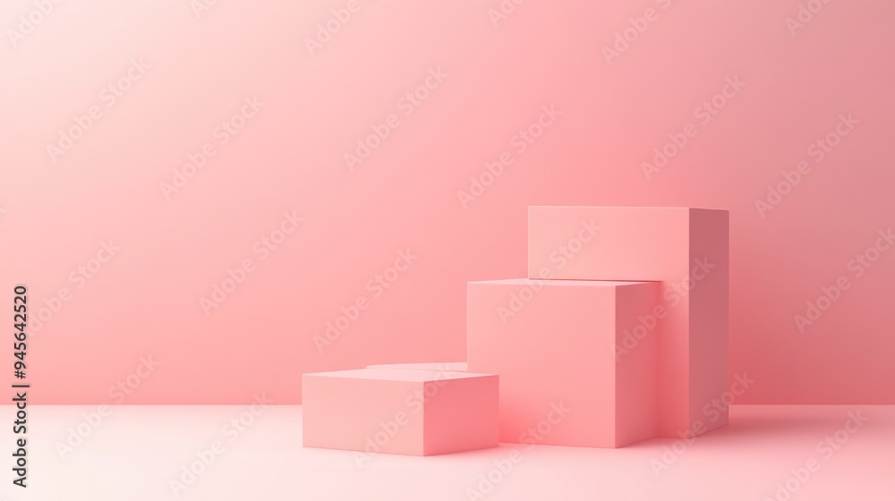 3D rendering of pink squares on a pedestal showcasing products on a matching pink floor Designed for commercial advertising isolated against a pink background product presentation illustration 3D rendering of pink squares on a pedestal showcasing products on a matching pink floor Designed for commercial advertising isolated against a pink background product presentation illustration