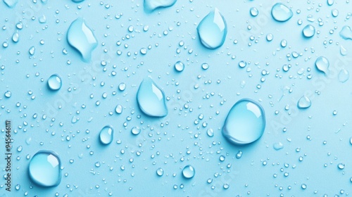 Wallpaper Mural Fresh Water Drops on a Light Blue Background Torontodigital.ca