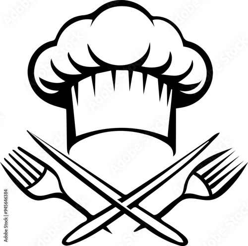 Elegant Chef Logo Design in Vector Silhouette Style, generative AI