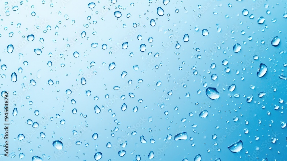 Fresh Water Drops on a Light Blue Background