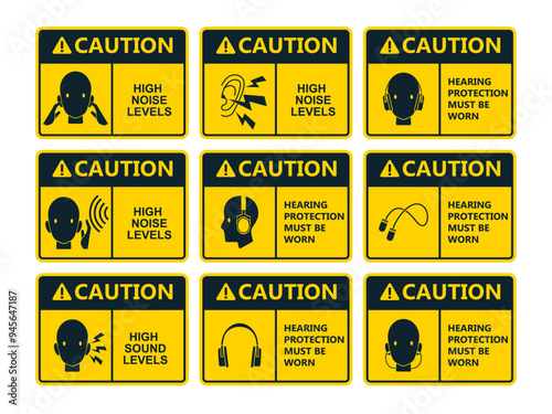Set of high noise warning sign 