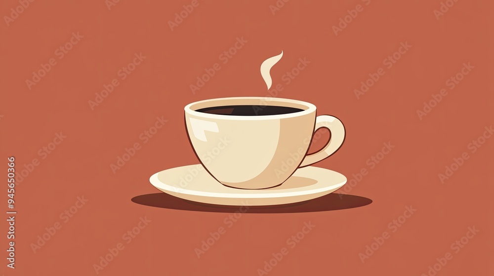 Drinking coffee minimalist flat design solid brown background cozy vibe Drinking coffee minimalist flat design solid brown background cozy vibe