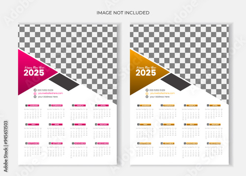 Wall calender template for 2025