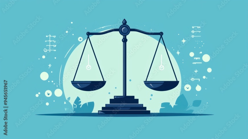 Equality Before the Law - Justice Scales with Equal Symbols Flat Design Illustration Equality Before the Law - Justice Scales with Equal Symbols Flat Design Illustration
