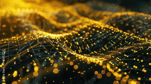 Yellow Techno Particle Light Background