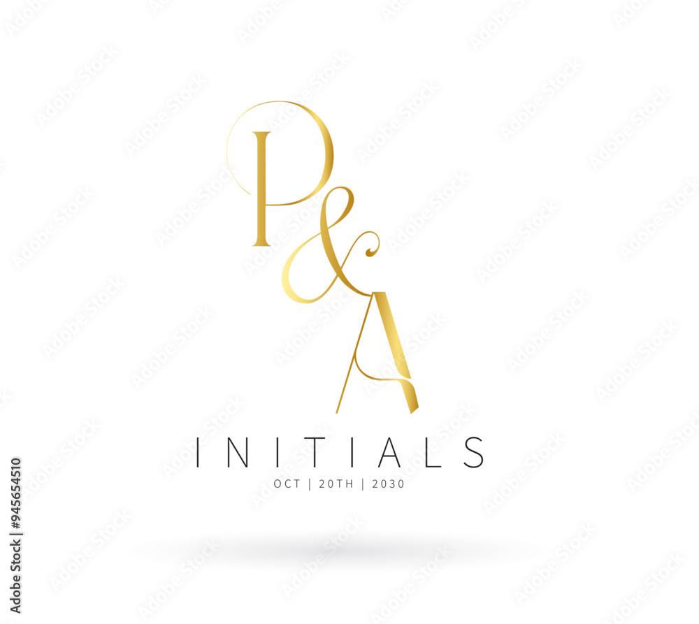 P&A Typography Initial Letter Brand Logo, PA gold logo, brand logo, PA monogram wedding logo, abstract logo design P&A Typography Initial Letter Brand Logo, PA gold logo, brand logo, PA monogram wedding logo, abstract logo design