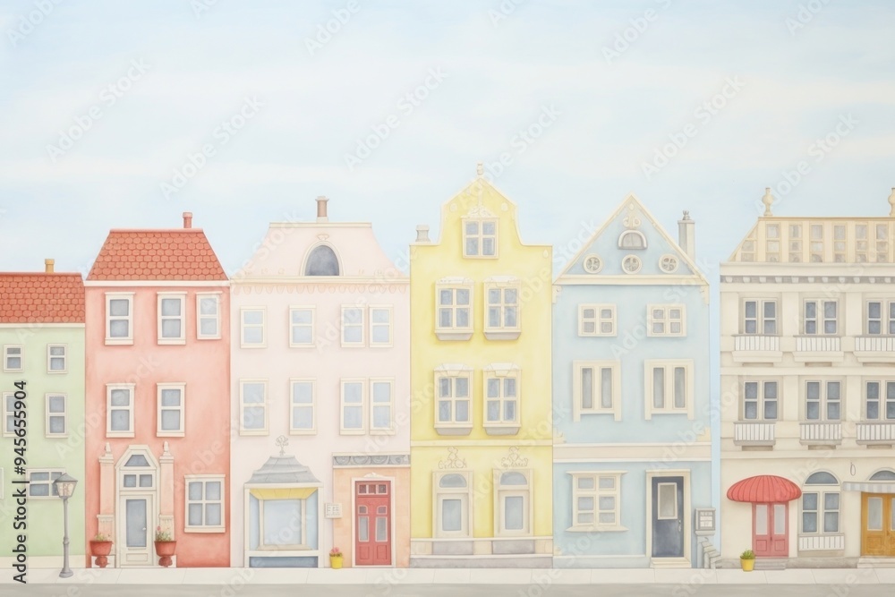 Painting of buildings border architecture house city. Painting of buildings border architecture house city.