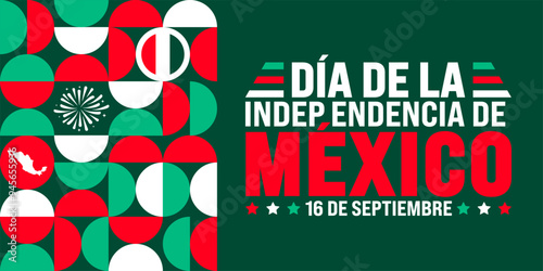 16 September Mexico Independence Day geometric shape pattern background or banner design template. día de la independencia méxico background. Holiday concept.