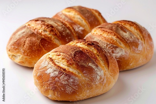 Wallpaper Mural A fresh loaf of bread, isolated against a clean, neutral background, showcasing its crisp, golden crust and soft, airy interior. The bread’s texture and details are highlighted, emphasizing its just-b Torontodigital.ca