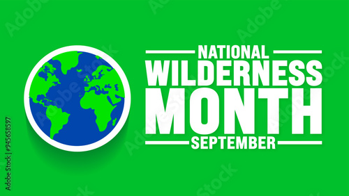 National Wilderness Month background or banner design template. Holiday concept. Template for background, banner, card, poster, placard, design template with unique shapes with standard color.