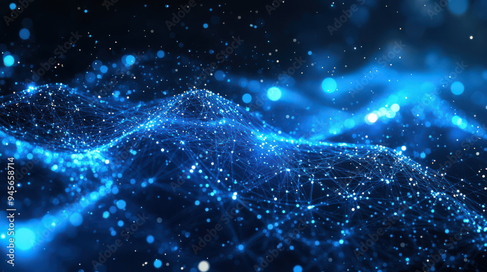 Abstract digital network with glowing lines and dots, representing data flow and technology. Perfect for tech, IT, and futuristic concepts.