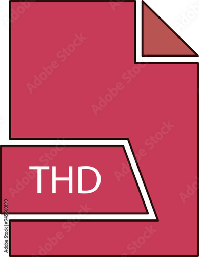 THD File format icon in 2 colors and side contour