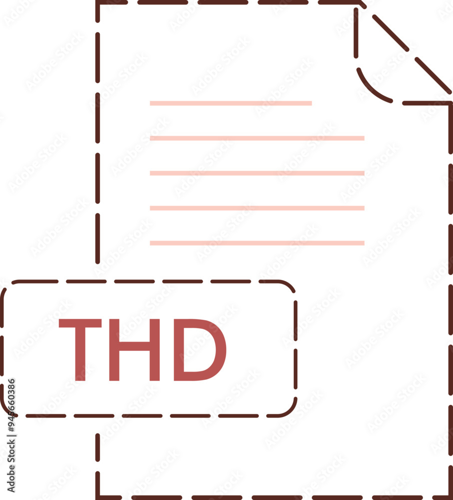 THD File format icon rounded dashed outline THD File format icon rounded dashed outline