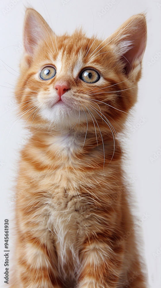 Fototapeta premium Red-haired kitten on a white background