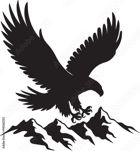 Eagle vector black silhouette design for T-Shirt