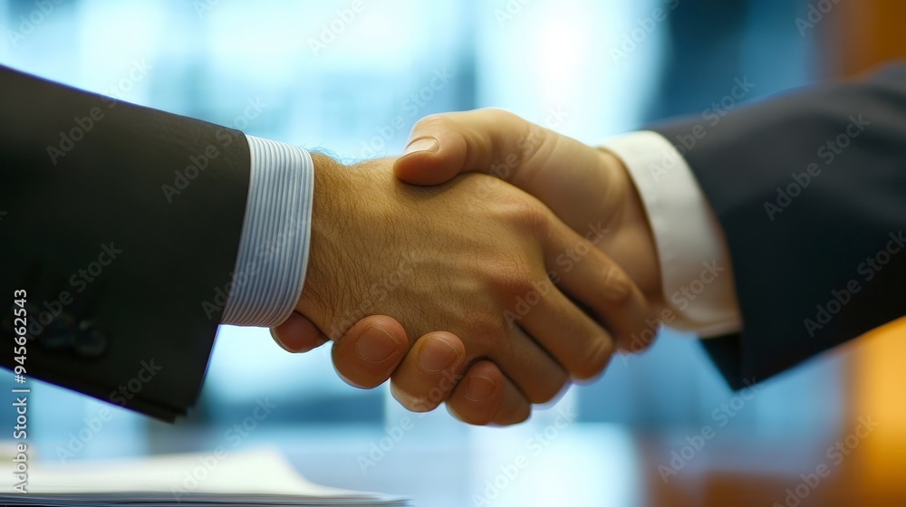 A close-up of two hands shaking, symbolizing agreement or partnership in a business context. A close-up of two hands shaking, symbolizing agreement or partnership in a business context.
