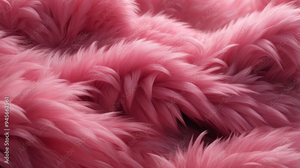  Intricate fibers of vibrant pink fur in close-up.