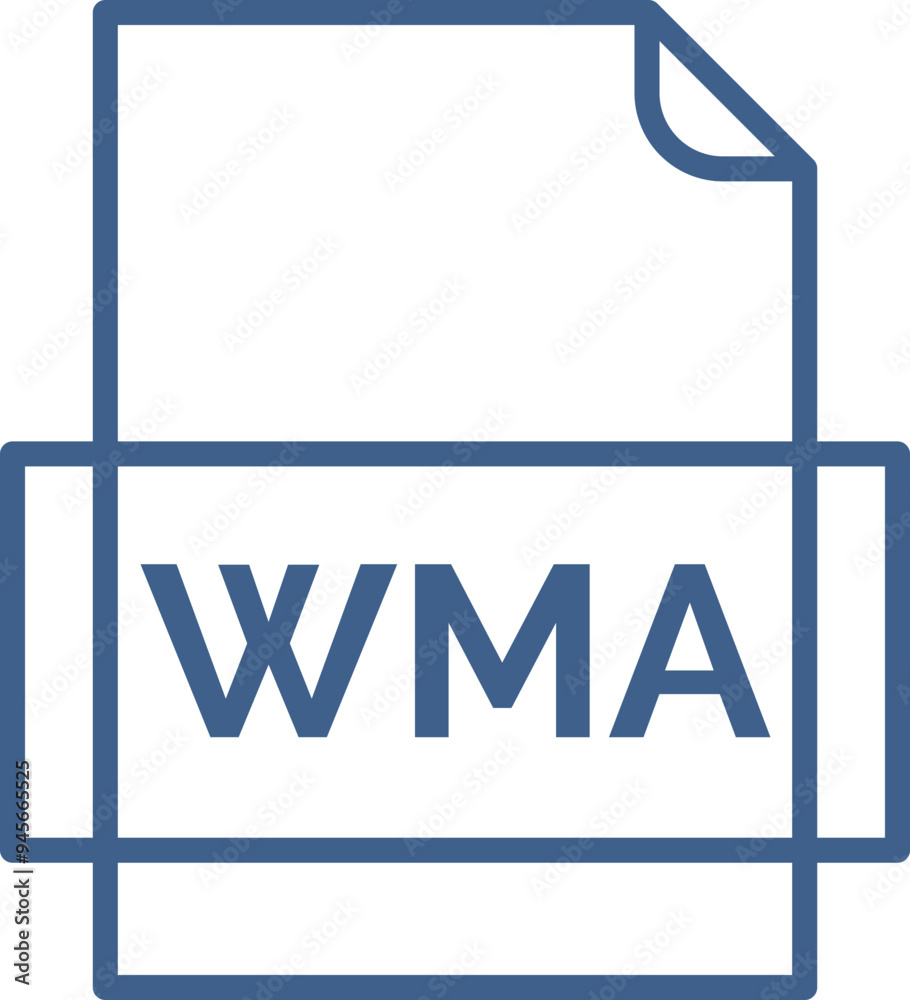 WMA File icon thick outline rounded corners