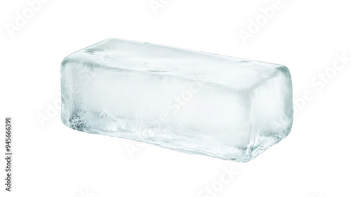 A large block of ice is sitting on a white background