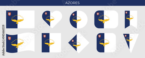 Azores official flag vector illustration. Flag of autonomous region of Portugal.