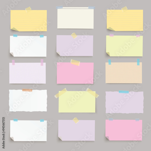 Set of realistic horizontal paper banners with shadow on transparent background.
