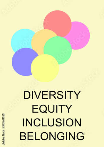 Diversity, equity, inclusion and belonging poster art for print in A0 dimension for wall interior decoration color art business motivation.