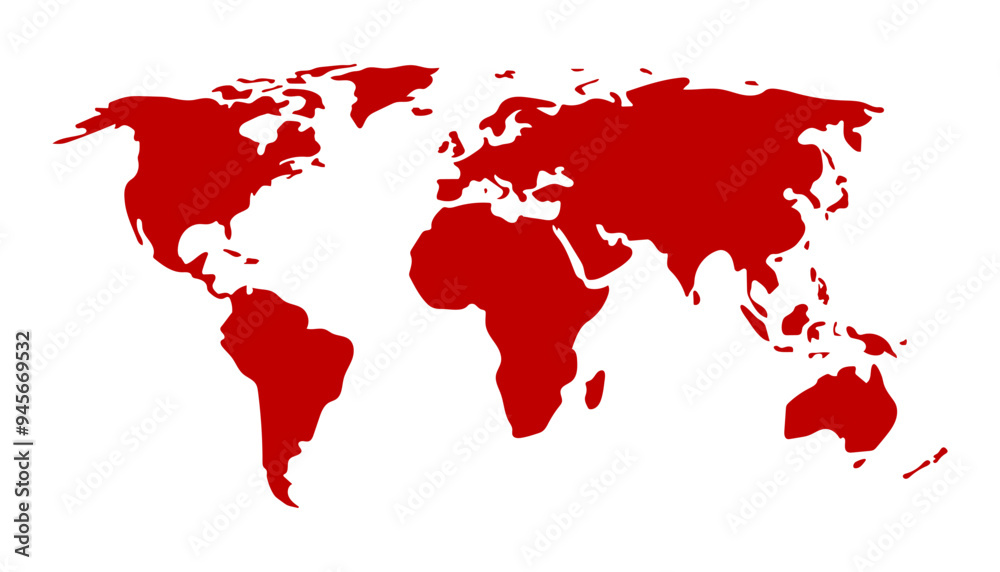 Non-detailed map of the world. Vector illustration of a world map silhouette Non-detailed map of the world. Vector illustration of a world map silhouette