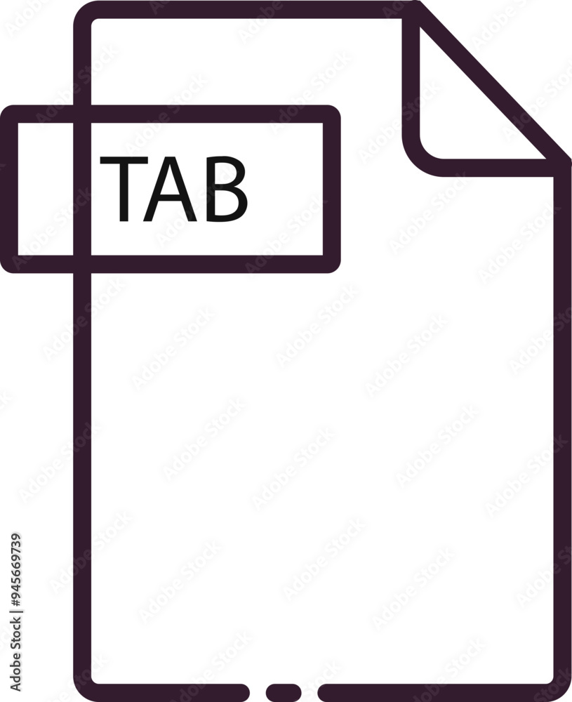 TAB File format minimal icon with black outline TAB File format minimal icon with black outline