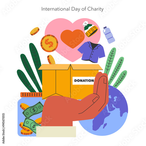 International Day of Charity. Flat Vector Illustration