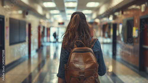 student standing in the corridor of a school 