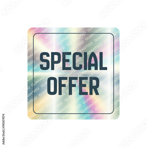 Holographic gradient vector sticker, label sale hologram emblem label for shop online sale. Special offer. New product. Web design, e-commercial, great for any products.