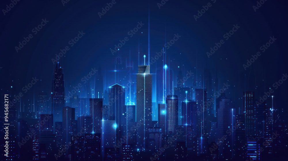 Obraz premium Futuristic Cityscape: A Vision of Digital Connectivity