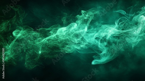 Green Smoke Swirl on Dark Background