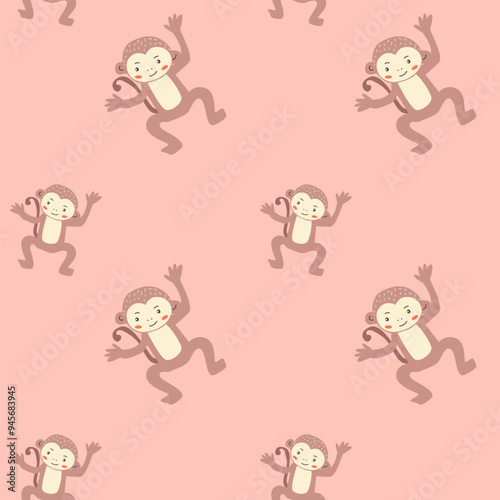 Childrens fashion pattern with baby animals. Cute safari african animals with plant - print. Childish seamless pattern for nursery design, kids textile, boys and girls fabric apparel.