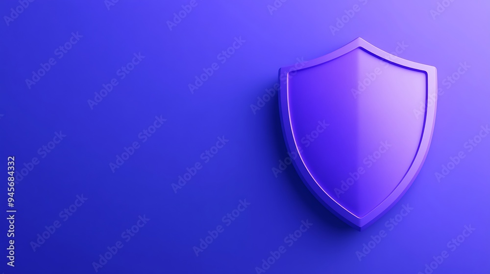 Purple shield icon on a blue background symbolizing security and protection with clean and minimalistic design.